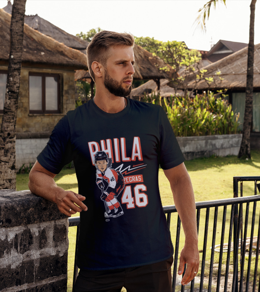 Phila Zegras 46 Caricature Philadelphia Flyers NHL Hockey 2026 T-Shirt