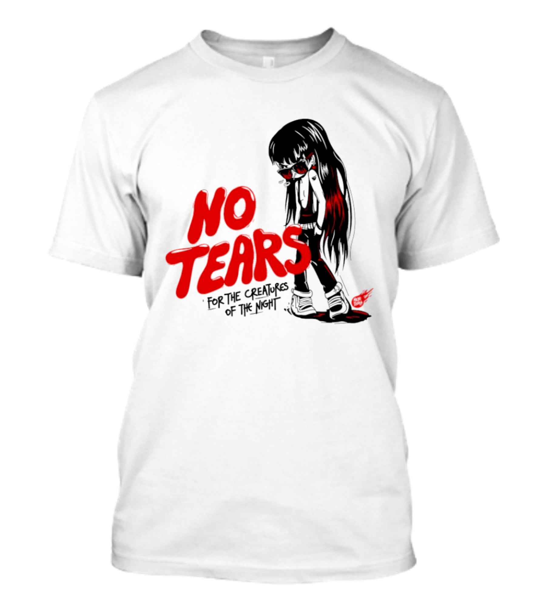 No Tears For The Creatures Of The Night Anime Gothic Style With Red Highlights T-Shirt