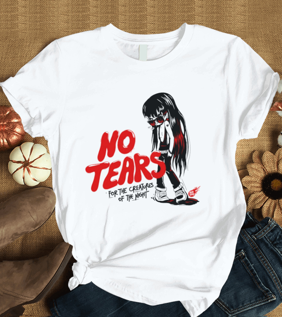No Tears For The Creatures Of The Night Anime Gothic Style With Red Highlights T-Shirt