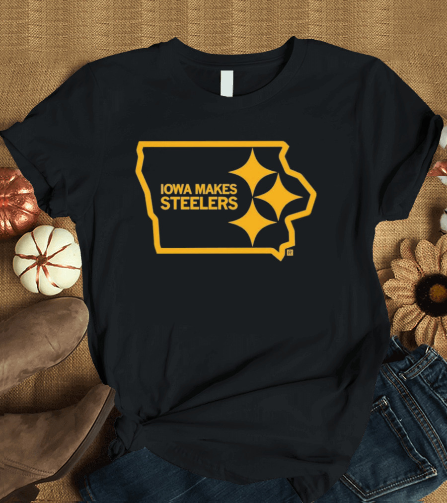 Iowa Makes Steelers Map And Starburst T-Shirt