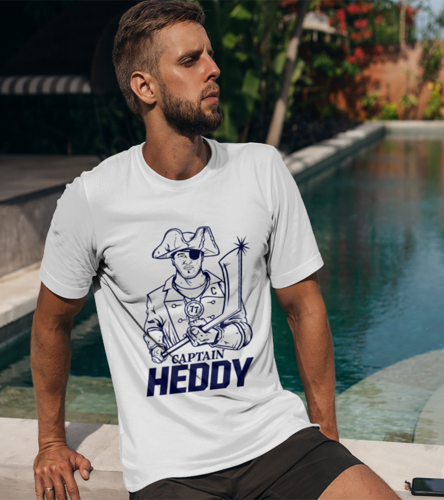 Captain Heddy C Logo Pirate Eye Patch Sword T-Shirt