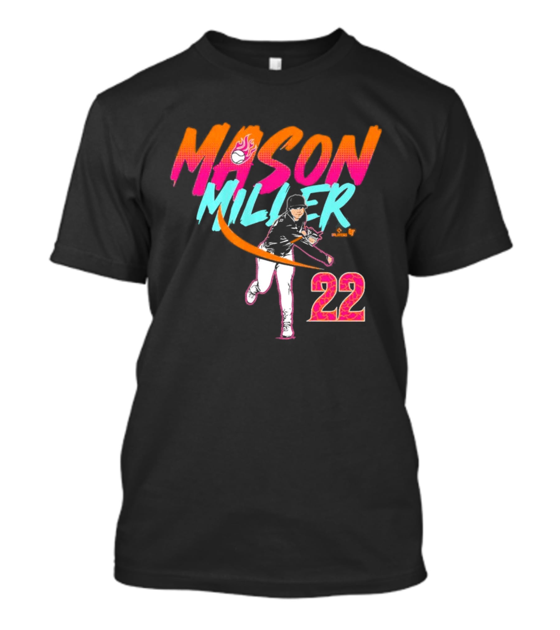 Mason Miller 22 Flaming Baseball Pitcher City Edition T-Shirt