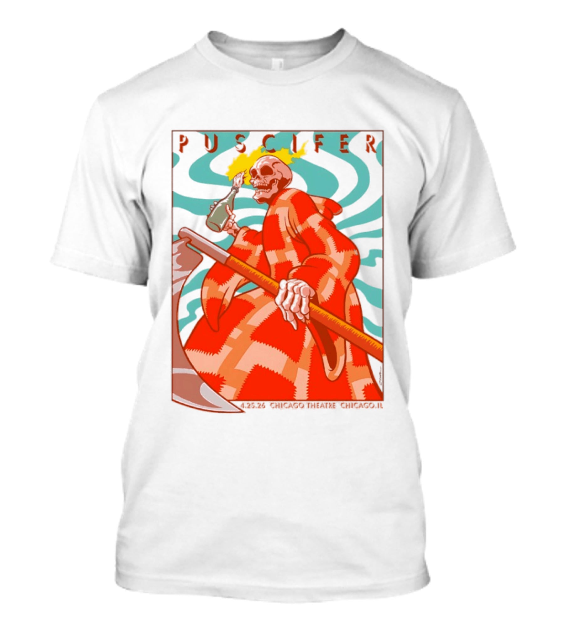 Puscifer Skeleton Art Chicago Theatre 2023 Concert Merchandise T-Shirt