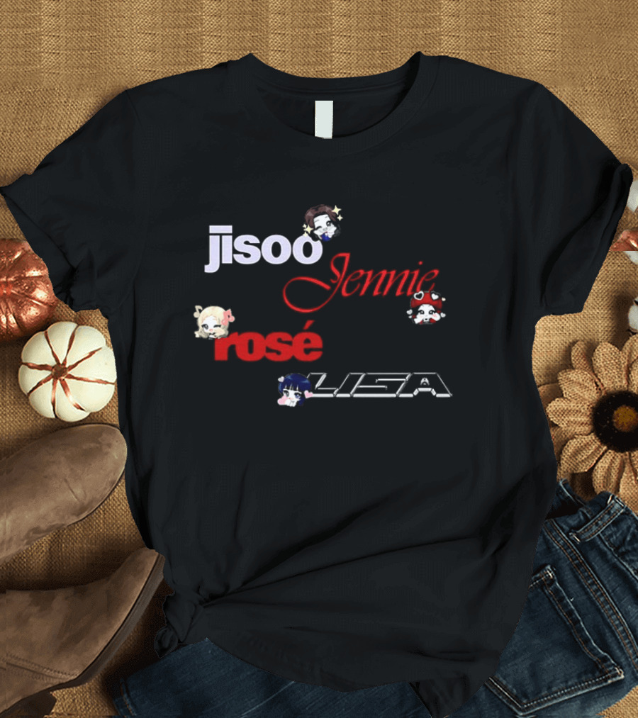 Jisoo Jennie Rosé Lisa Cute Cartoon Characters Fan T-Shirt
