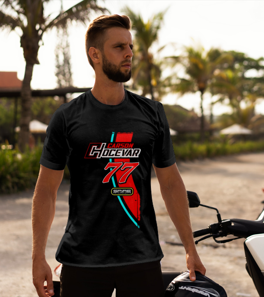 Carson Hocevar 77 Red Blue Spire Motorsports Nascar 2026 T-Shirt