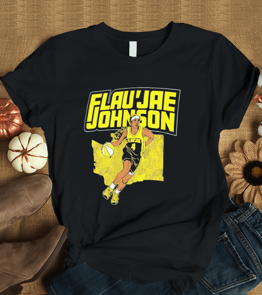 Flau'jae Johnson Basketball Illustration Yellow Seattle Storm T-Shirt