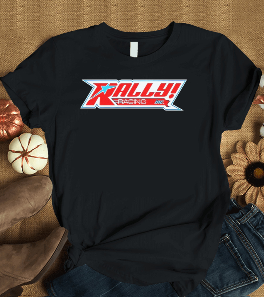 Rally Racing Inc Star Emblazoned Retro Style Red White Blue T-Shirt