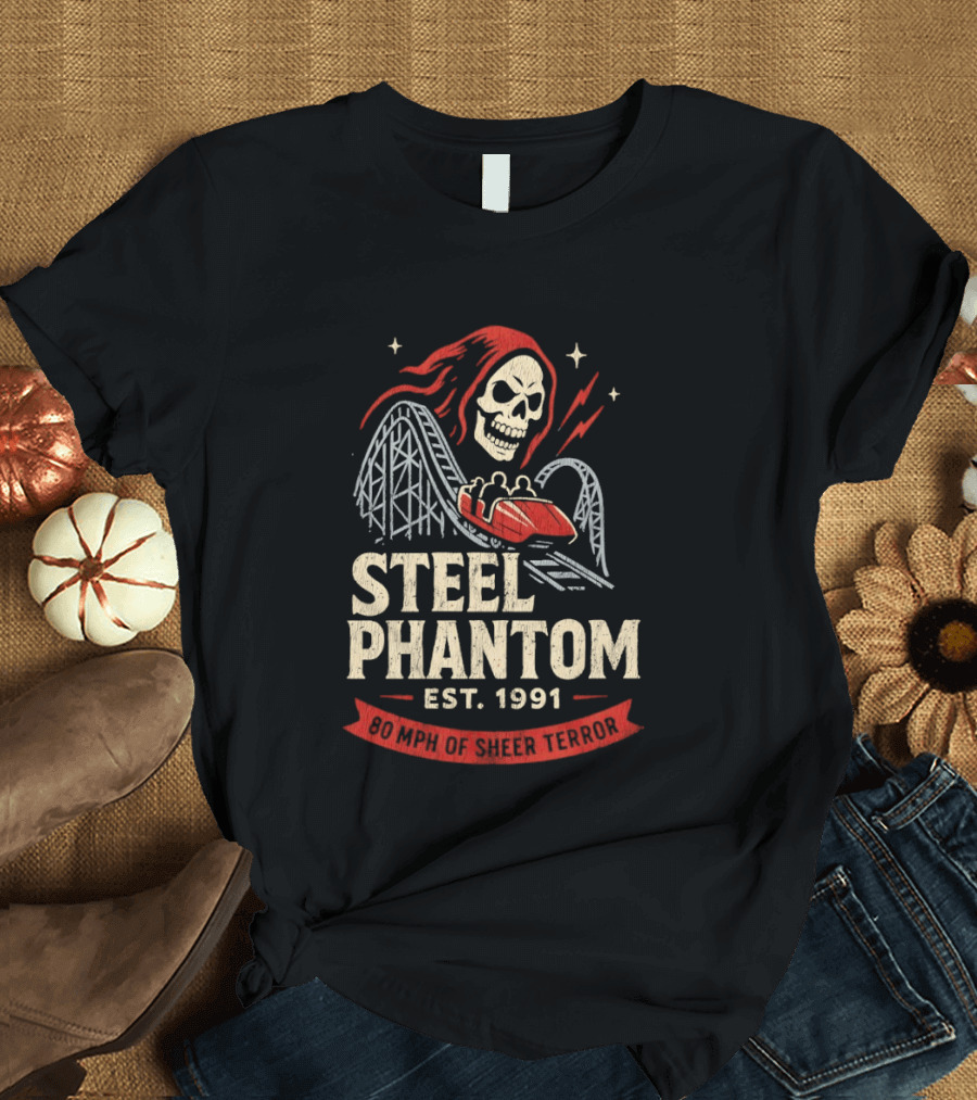 Steel Phantom 80 MPH Of Sheer Terror Pittsburgh Steelers Skeleton Est 1991 T-Shirt