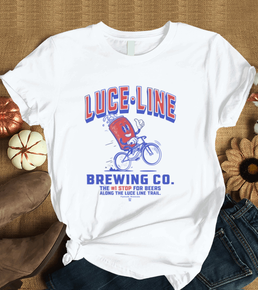 Luce Line Brewing Co The 1 Stop For Beers Along The Luce Line Trail Featuring Cycling Can T-Shirt