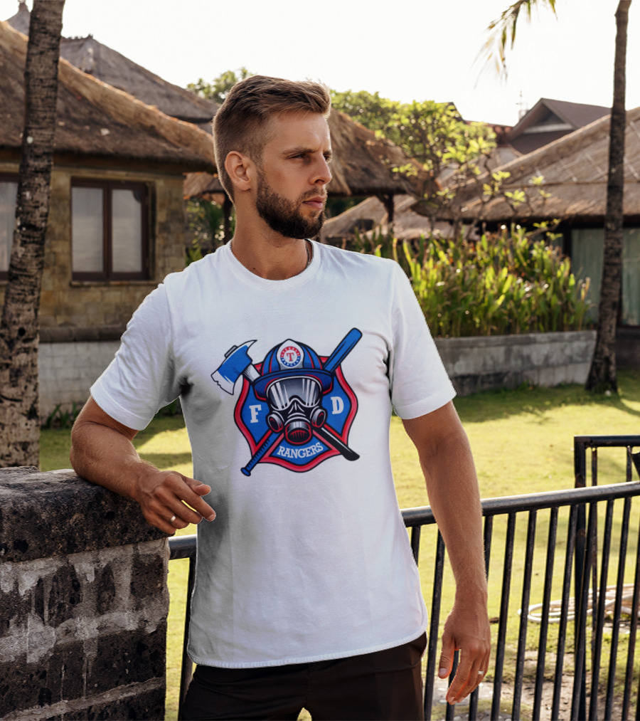 Texas Rangers Firefighter Spirit FD Rangers Ax And Bat T-Shirt