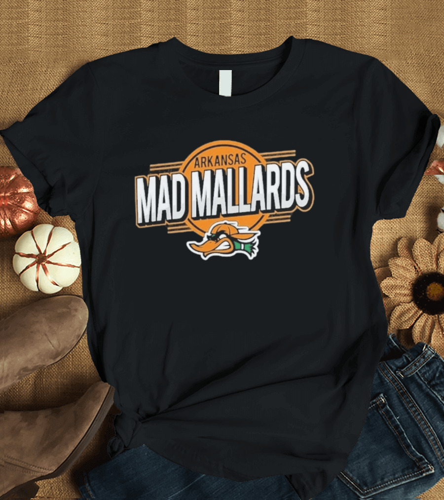 Arkansas Mad Mallards Logo With Duck Face T-Shirt