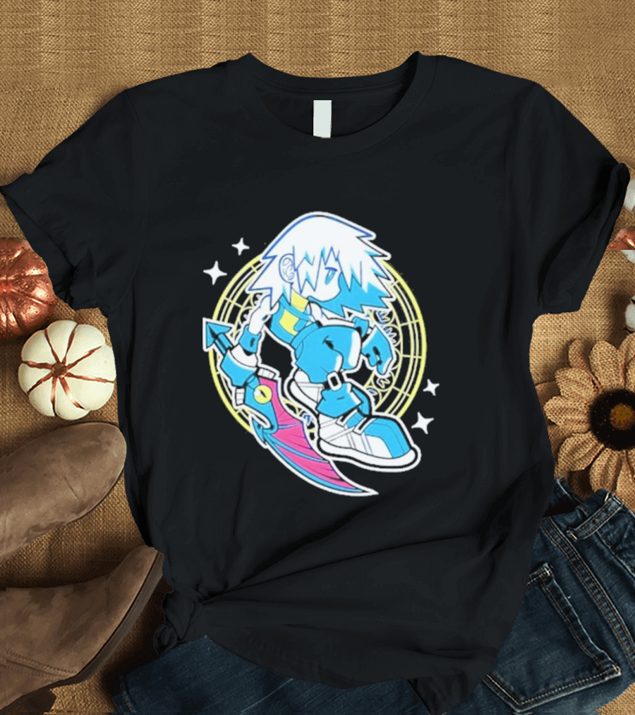 Riku Anime Cartoon Character With Sword And Stars In Pastel T-Shirt