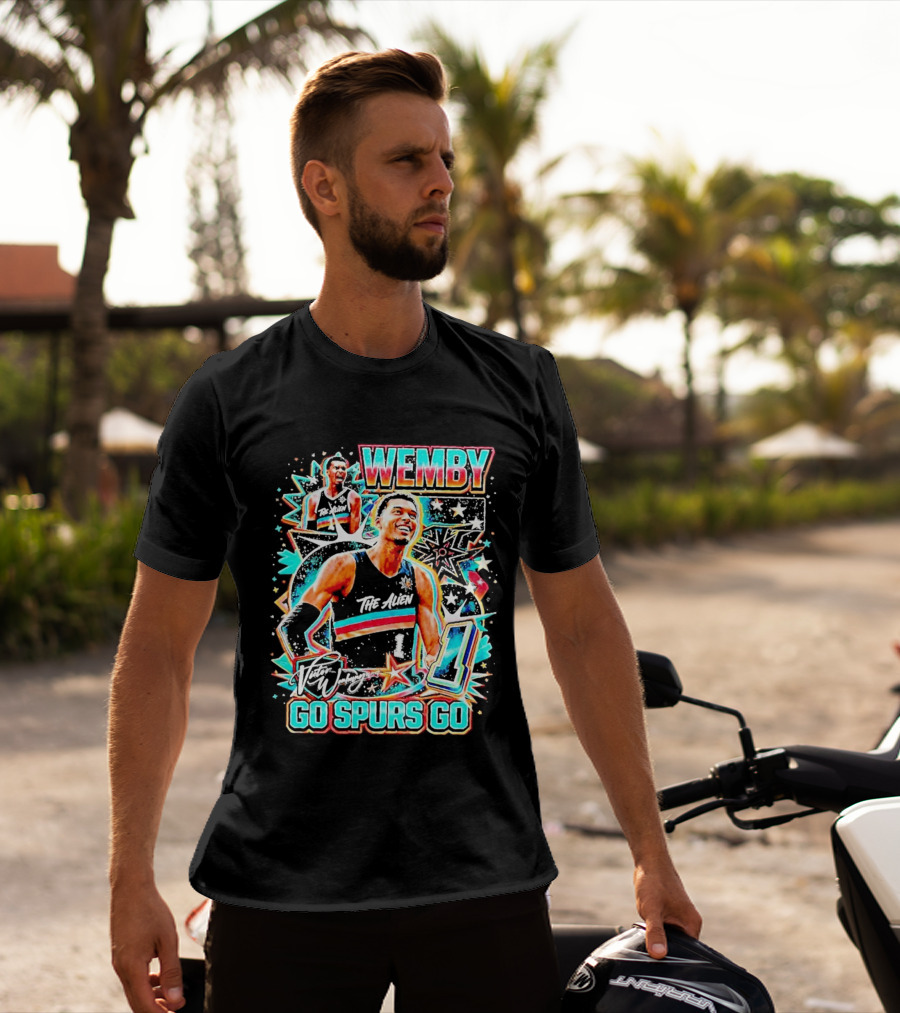 Wemby The Alien Go Spurs Go 90s Bootleg Retro Stars Number One T-Shirt