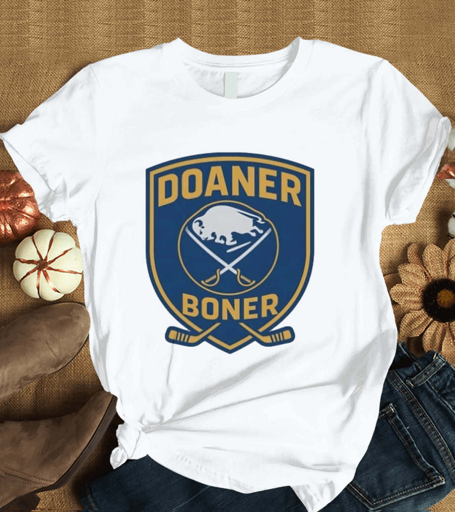 Buffalo Sabres Doaner Boner Logo With Crossed Hockey Sticks T-Shirt