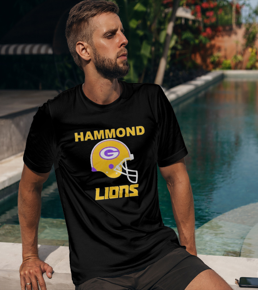Hammond Lions Yellow Football Helmet Team Spirit T-Shirt