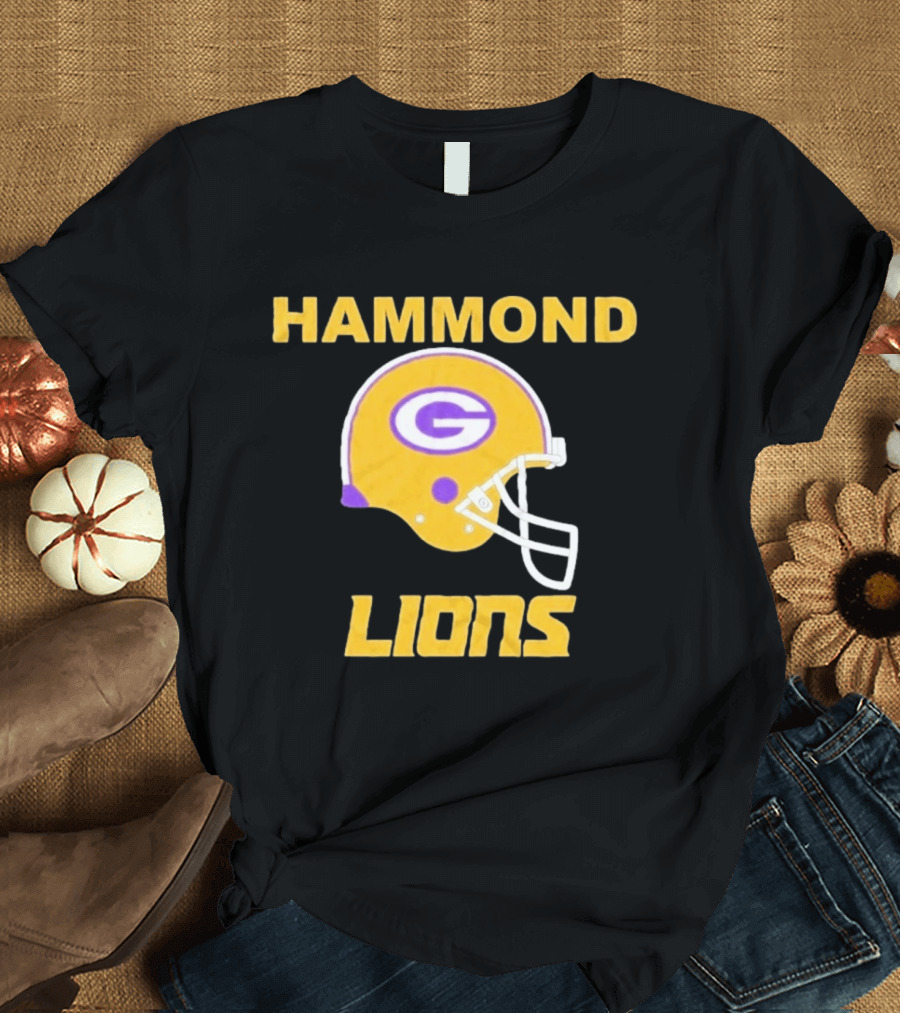 Hammond Lions Yellow Football Helmet Team Spirit T-Shirt