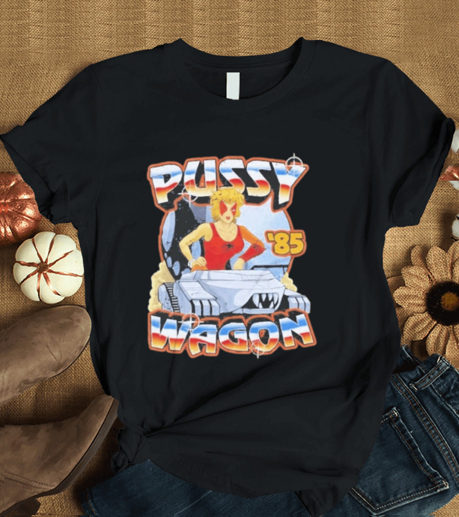 Pussy Wagon 85 Retro Car Girl Tank Cartoon T-Shirt