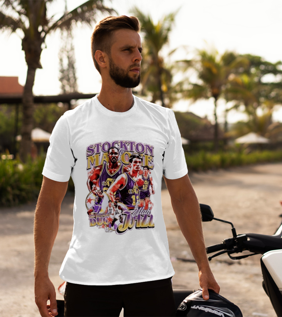 Stockton To Malone Utah Jazz Dynamic Duo Basketball Legends T-Shirt