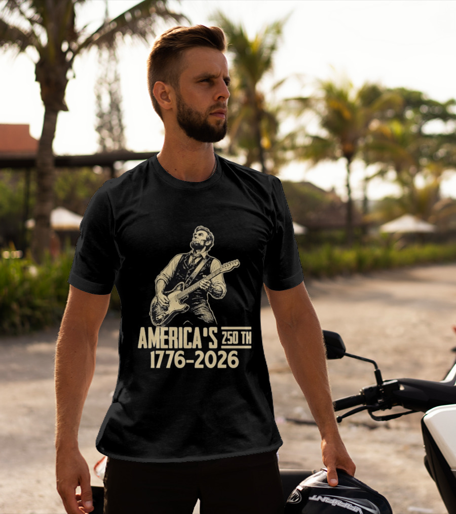 Abraham Lincoln Rocks Guitar America's 250th 1776 2026 T-Shirt