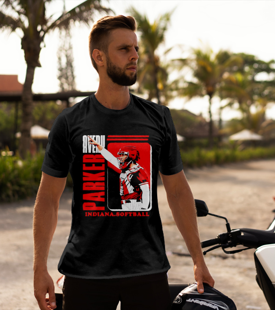 Avery Parker Indiana Softball Catcher Player Red And White Uniform T-Shirt