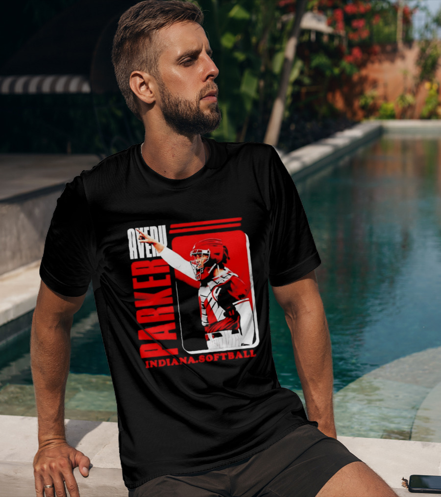 Avery Parker Indiana Softball Catcher Player Red And White Uniform T-Shirt
