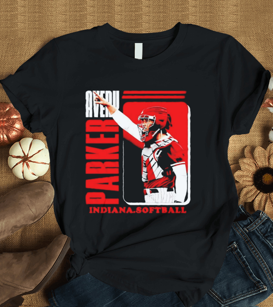 Avery Parker Indiana Softball Catcher Player Red And White Uniform T-Shirt