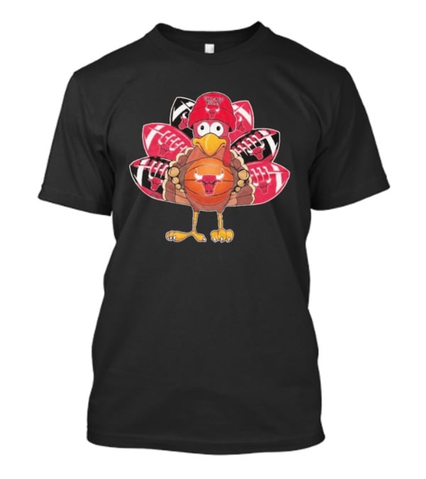Chicago Bulls Thanksgiving Turkey Basketball Football Fusion T-Shirt