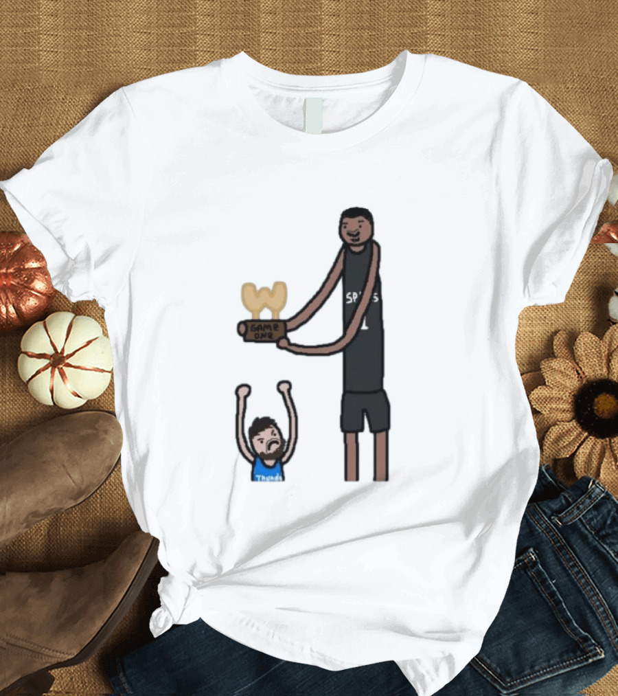 Spurs Victor Wembanyama Game One Vs Thunder Basketball Cartoon T-Shirt