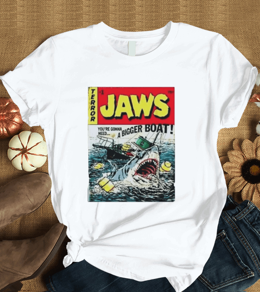 Terror Jaws Comic Cover You're Gonna Need A Bigger Boat T-Shirt