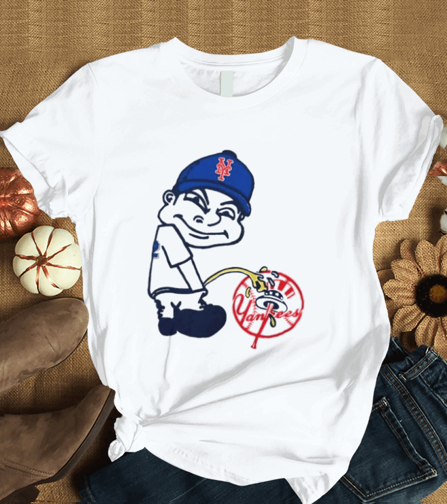 New York Mets Fans Rivalry Yankees Humorous Cartoon T-Shirt