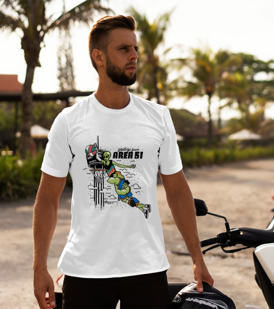 Victor Wembanyama Alien Greetings From Area 51 Basketball Dunk Scene T-Shirt