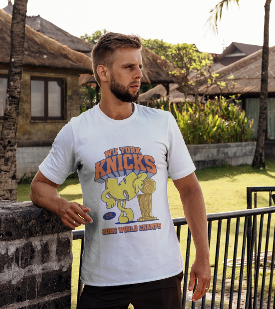 Wu York Knicks 2026 World Champs Knicks In Five Basketball Trophy T-Shirt