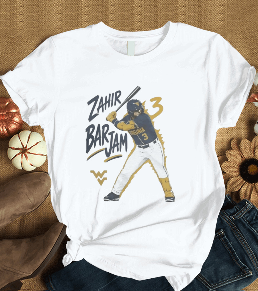 Zahir Barjam West Virginia Baseball Number 3 Sports Fan T-Shirt