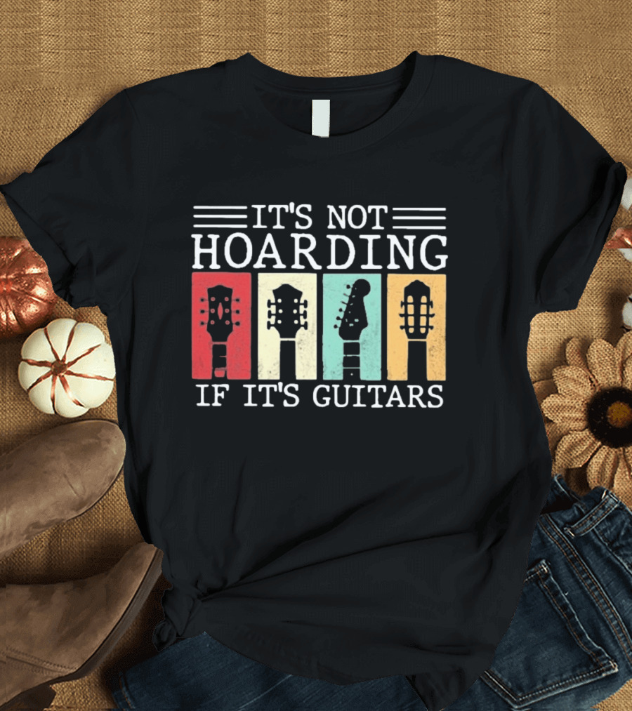 It's Not Hoarding If It's Guitars Headstock Collage T-Shirt