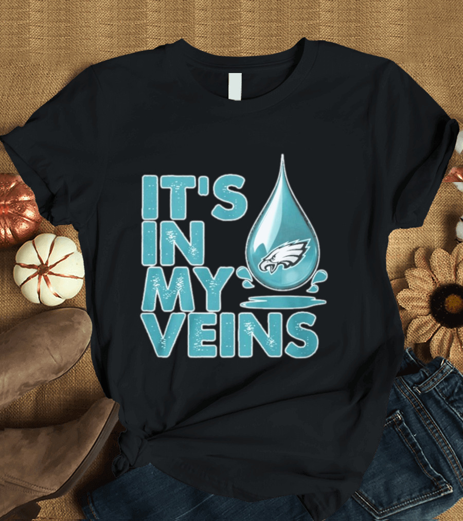 Philadelphia Eagles It's In My Veins Dripping Logo Fan Pride T-Shirt
