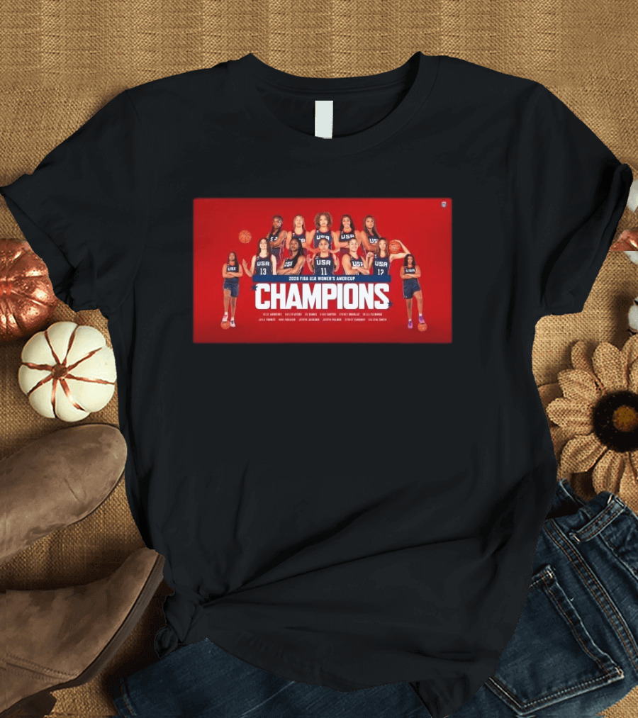 2026 FIBA U18 Women's AmeriCup Champions USA Victory Over Canada 90 72 For 12th Gold T-Shirt