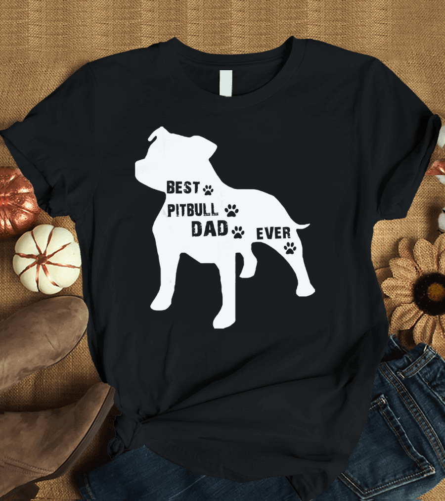 Best Pitbull Dog Dad Ever Paw Prints T-Shirt