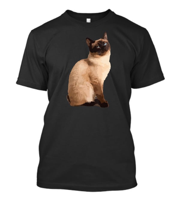 Siamese Cat Cute Siamese Cat Sitting Brown Fur Blue Eyes T-Shirt