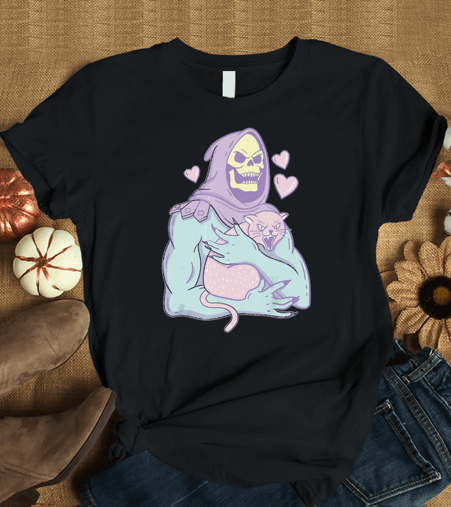 Bones Love Cat Cool Hearts Emojii T-Shirt