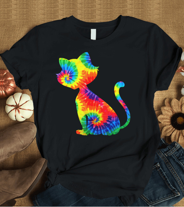 T-Shirt: Tie Dye Colorful Kitten Cat Spiral T-Shirt Tie Dye Colorful Kitten Cat Spiral T-Shirt