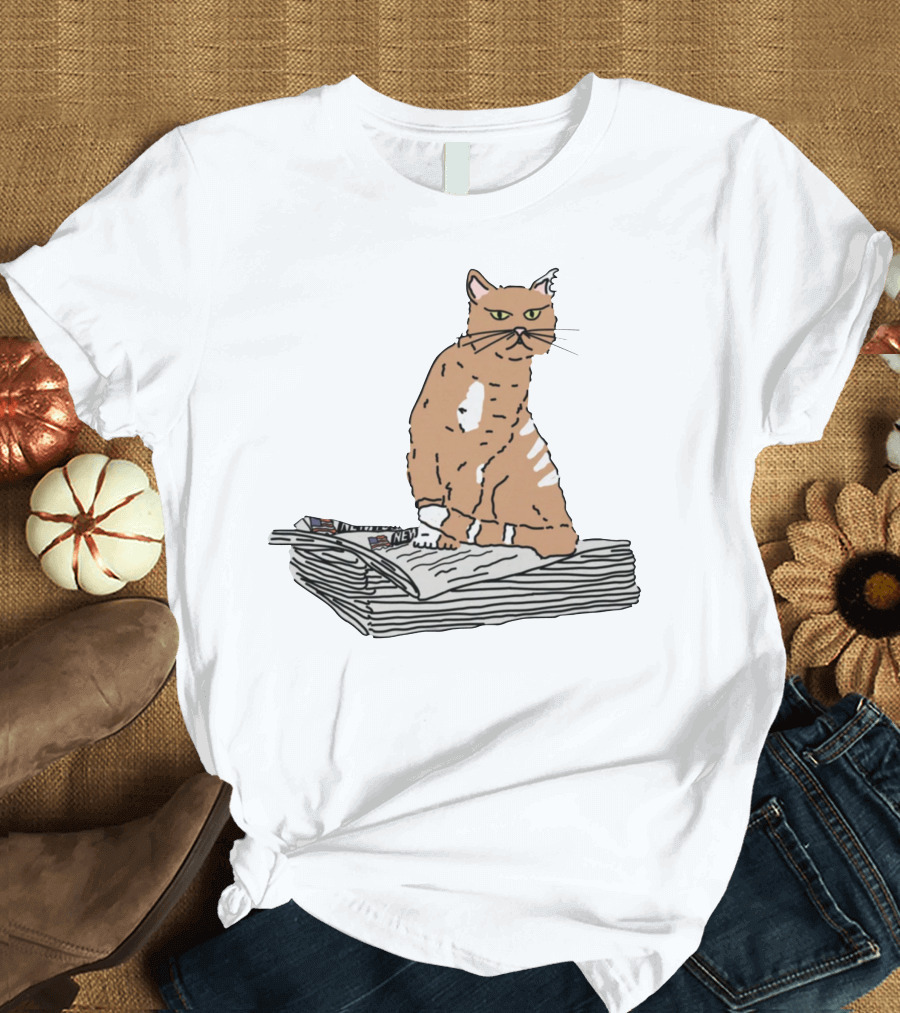 New York Post Cat on Newspaper Stack T-Shirt