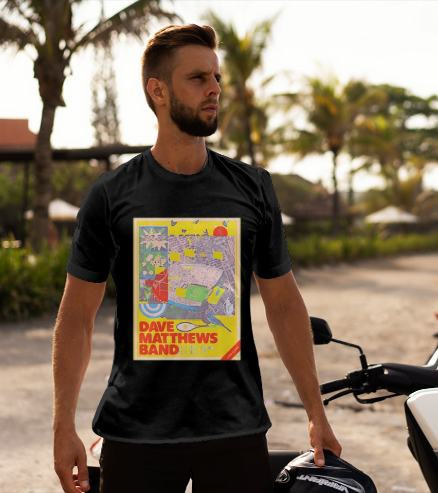 Dave Matthews Band Forest Hills NY 2026 Stadium June 10 Art Collage Stadium Map And Bird T-Shirt