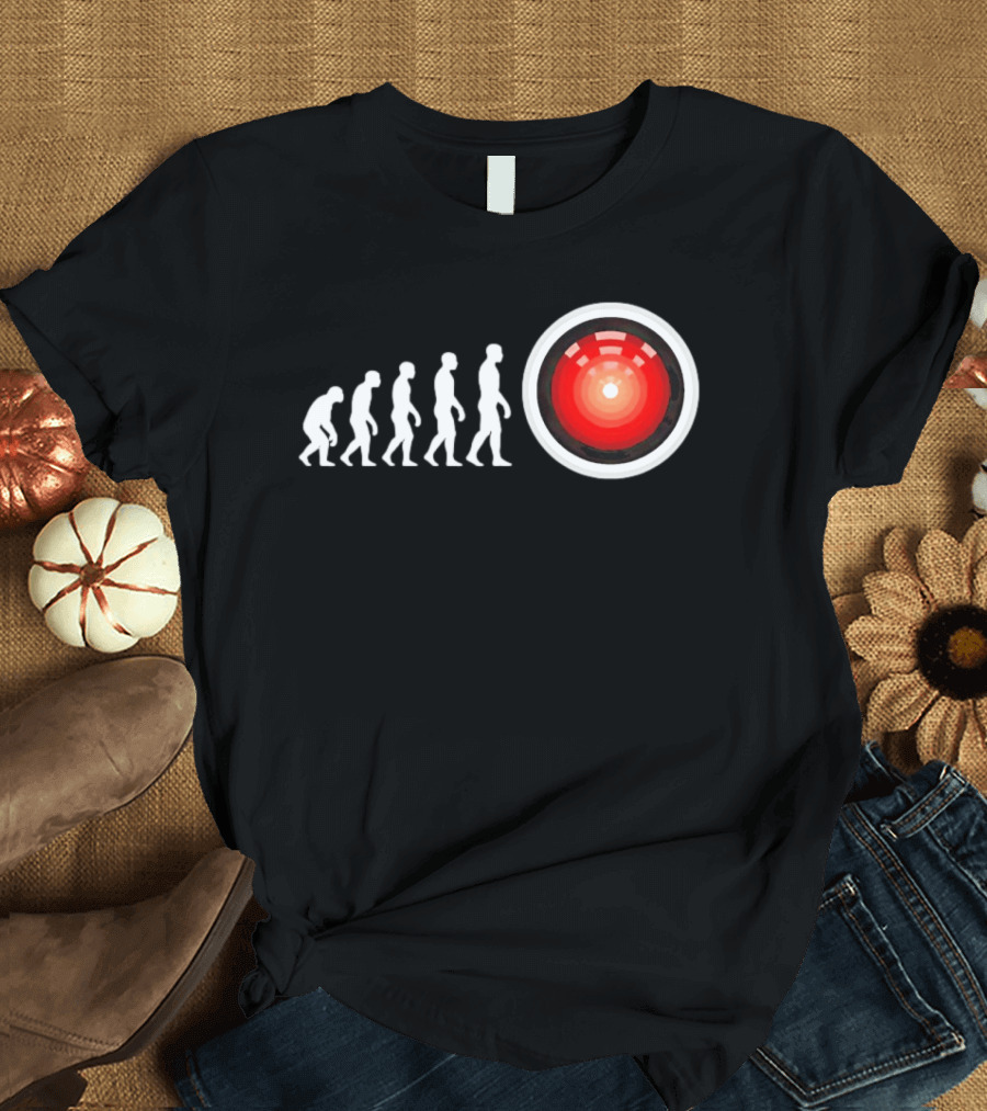 Human Evolution To HAL 9000 AI 2001 Space Odyssey Humor T-Shirt
