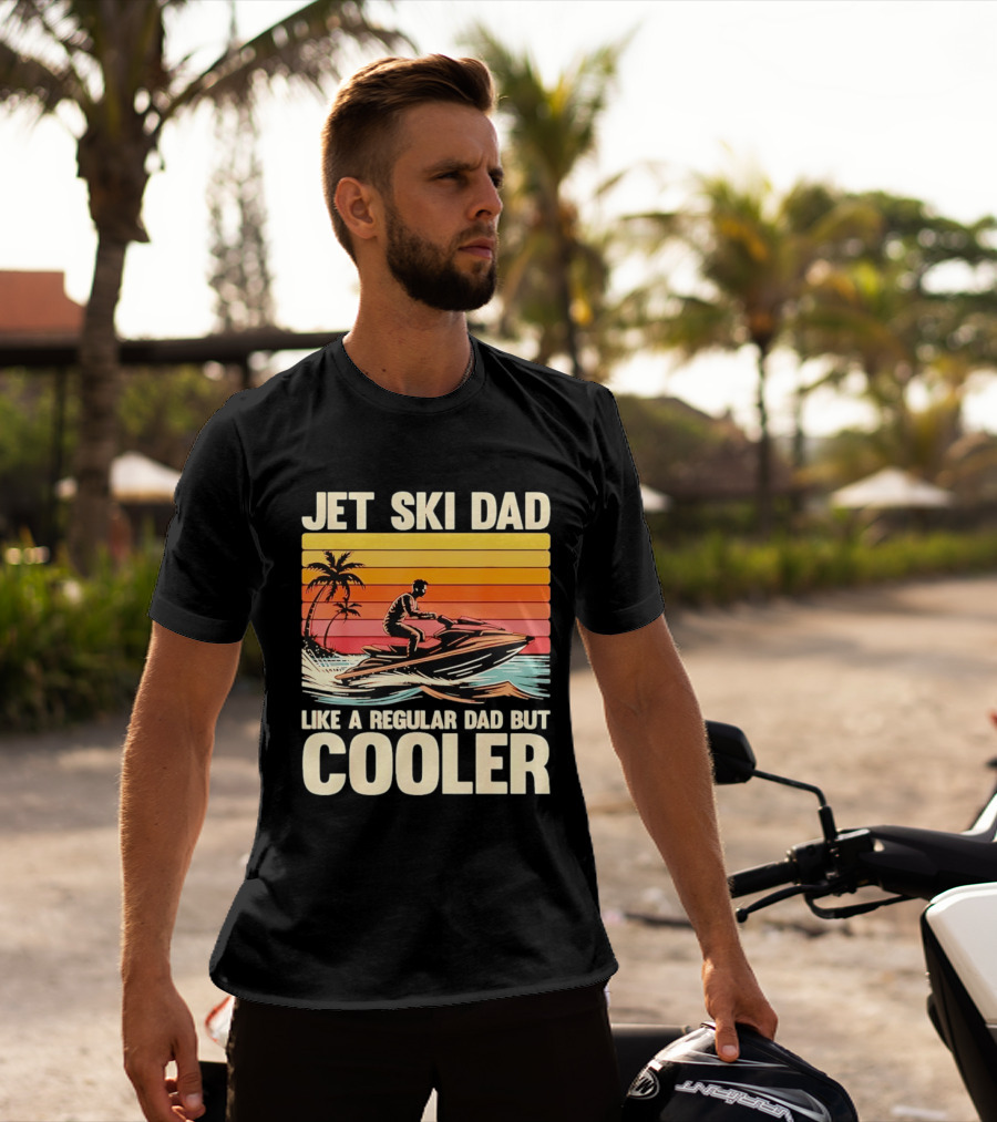 Jet Ski Dad Like A Regular Dad But Cooler Tropical Sunset Adventure T-Shirt