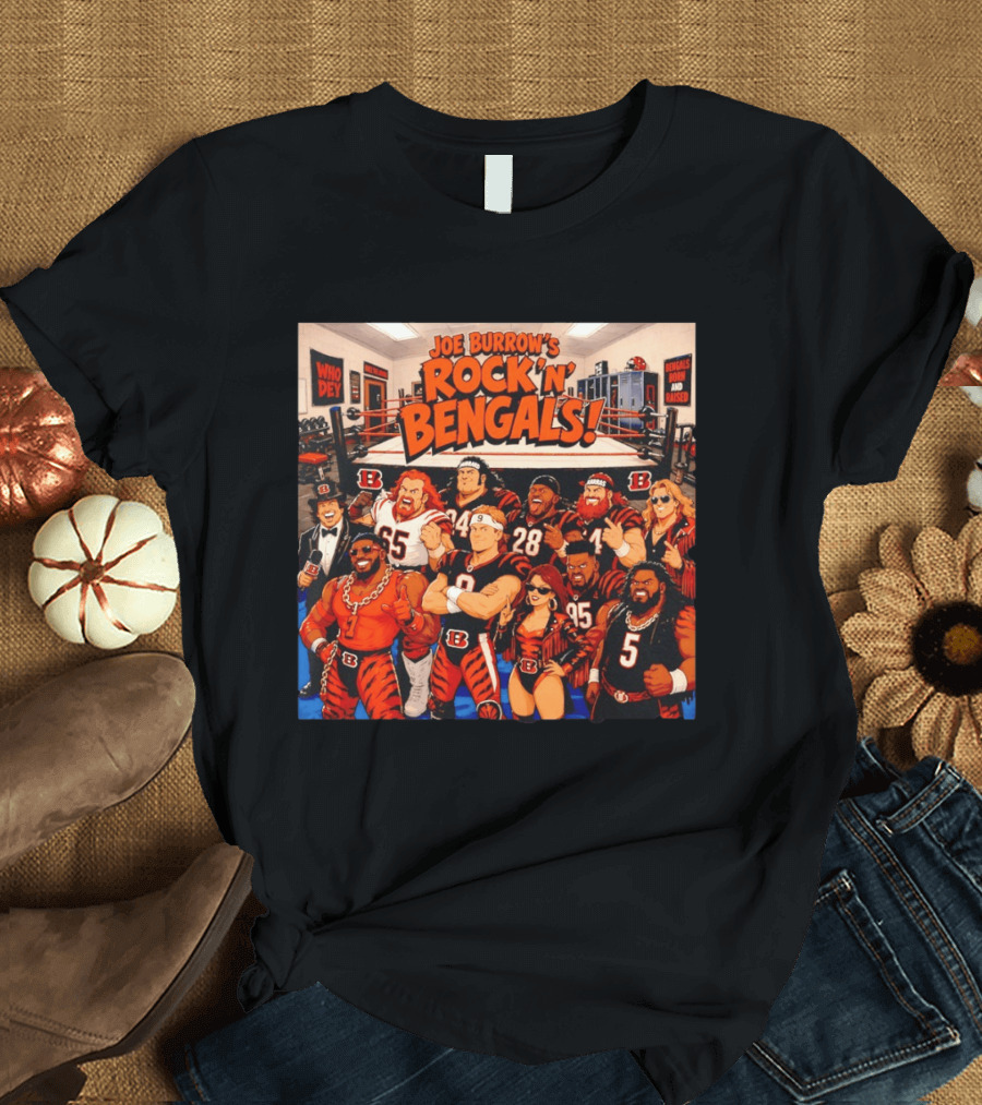 Joe Burrow's Rock 'N' Bengals Who Dey Cincinnati Bengals Born And Raised T-Shirt