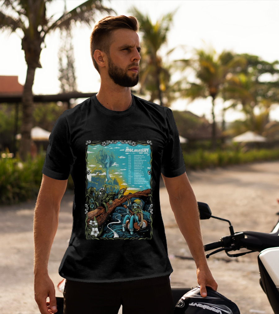 Moe.mentum Tour 2026 Dates With Surreal Nature Imagery And Character In Chill Scene T-Shirt