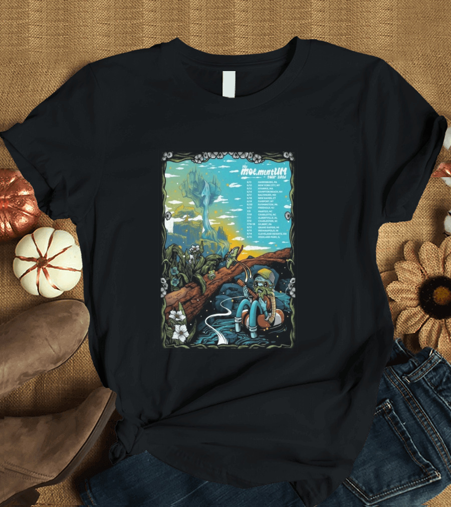 Moe.mentum Tour 2026 Dates With Surreal Nature Imagery And Character In Chill Scene T-Shirt