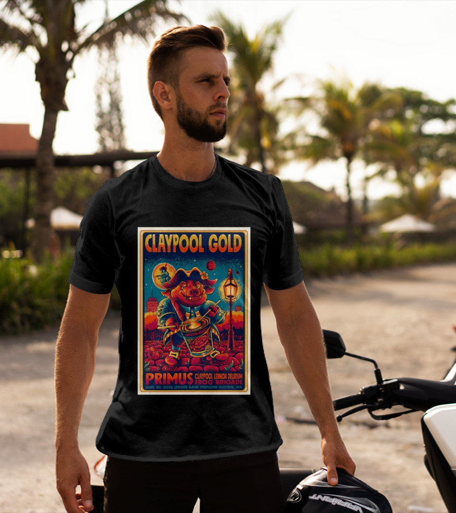 Claypool Gold Primus Frog Brigade June 10 2026 Leader Bank Pavilion Boston MA T-Shirt