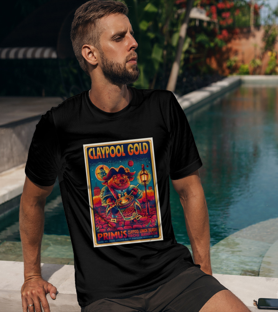 Claypool Gold Primus Frog Brigade June 10 2026 Leader Bank Pavilion Boston MA T-Shirt