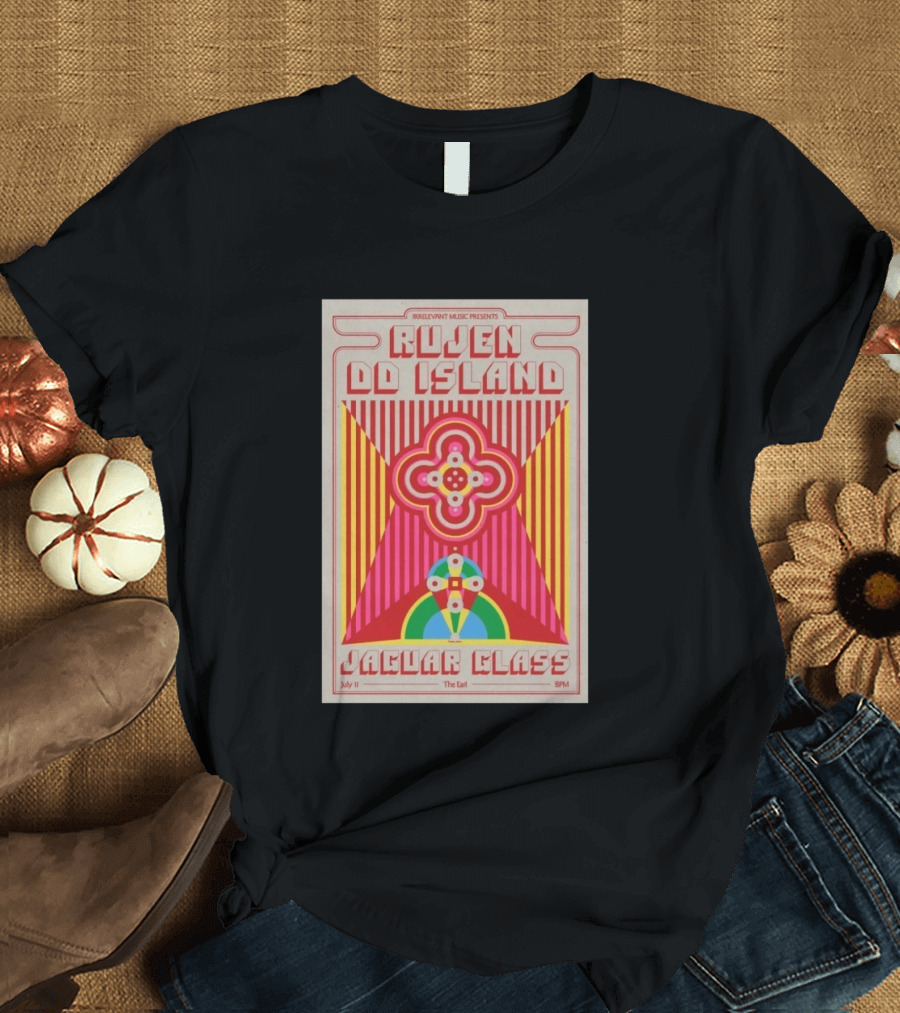 Irrelevant Music Presents Rujen DD Island Jaguar Glass July 11 The Earl 8PM T-Shirt